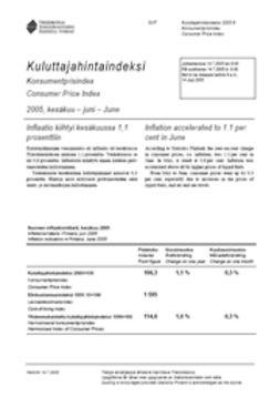 Suomen virallinen tilasto, Tilastokeskus - Kuluttajahintaindeksi 2005, kesäkuu, ebook