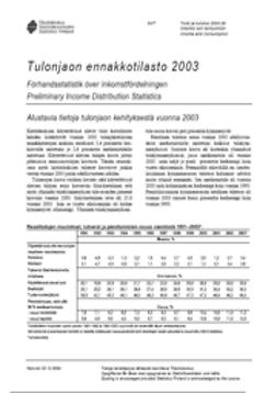 Suomen virallinen tilasto, Tilastokeskus - Tulonjaon ennakkotilasto 2003, e-kirja