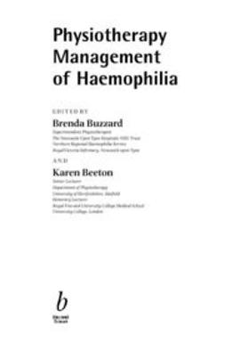 Buzzard, Brenda - Physiotherapy Management of Haemophilia, e-bok