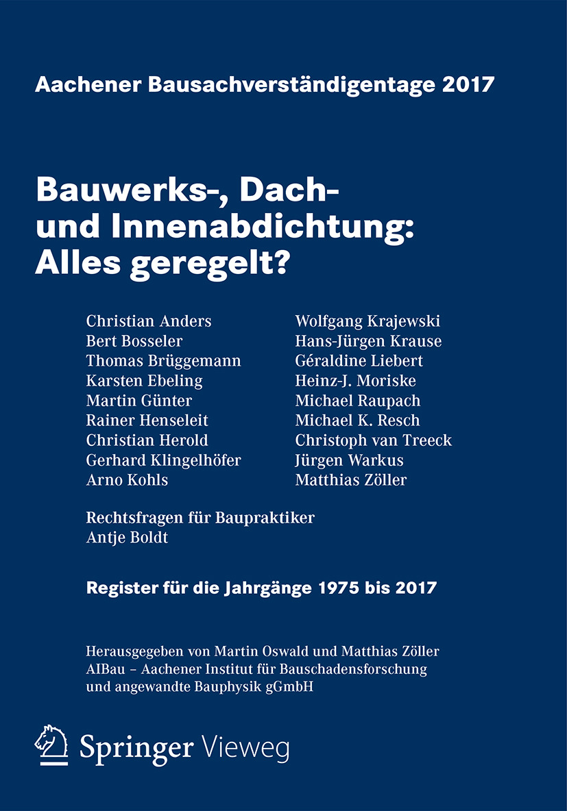 Oswald, Martin - Aachener Bausachverständigentage 2017, ebook